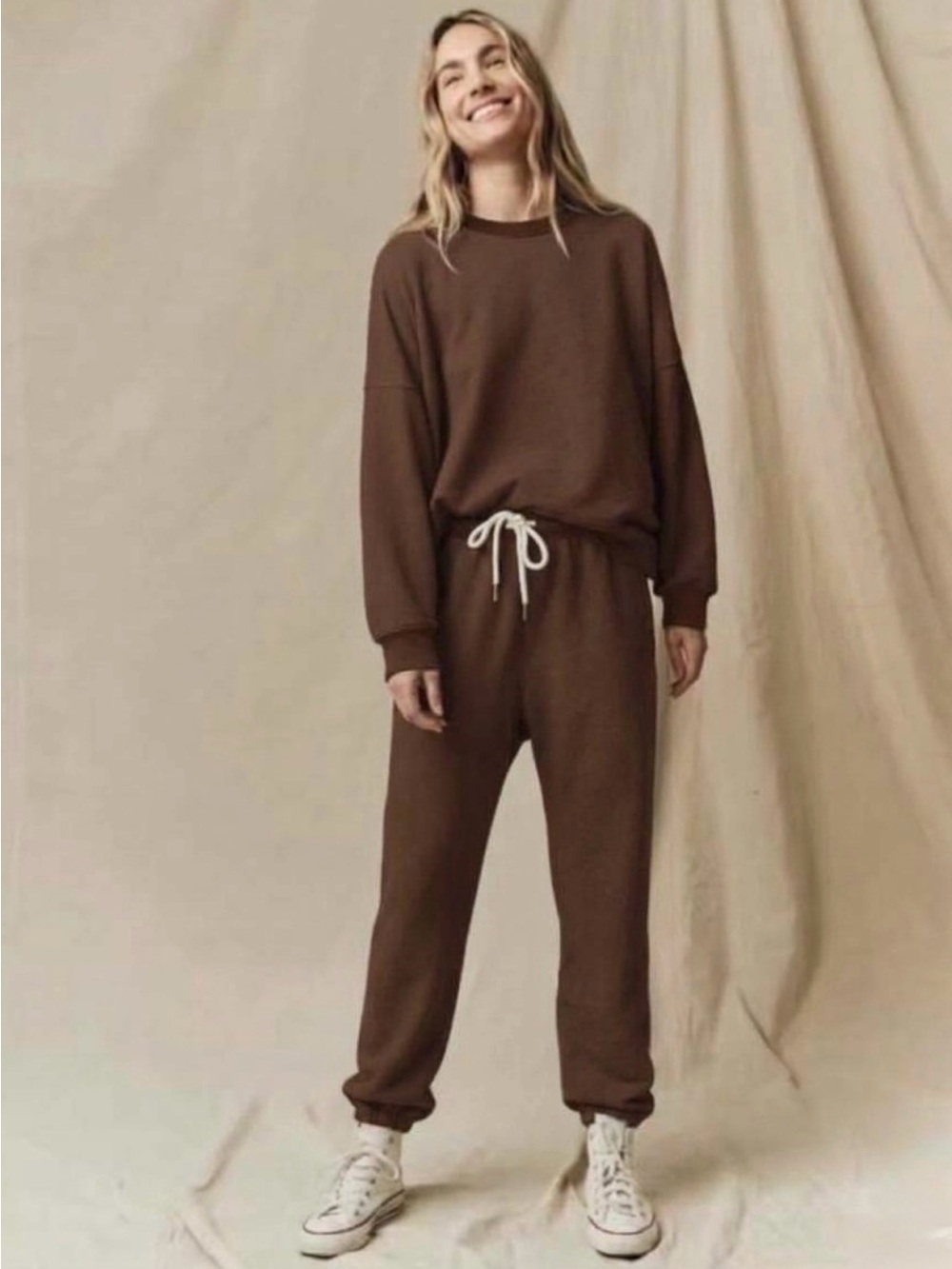 THE GREAT. The Fleece Stadium Sweatpant in Brown 100% Cotton Size 2